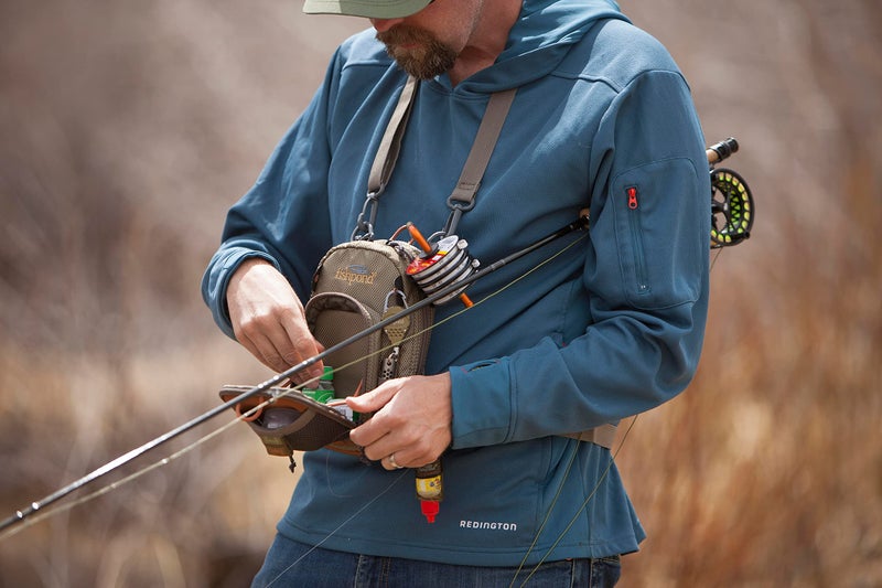 fishpond San Juan Vertical Fly Fishing Chest Pack, Fits up to Two Tackle or Fly Boxes, Lightweight Fishing Bag with Padded Neck Strap â€“ Sand/Saddle Brown - Image 4